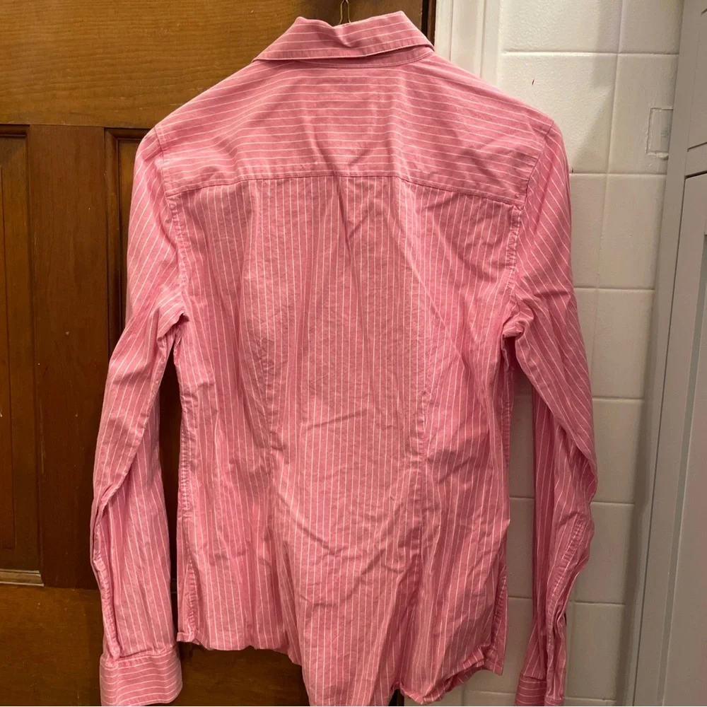 Izod Button Down Shirt Blouse Pink Striped Sz Small - Picture 2 of 11
